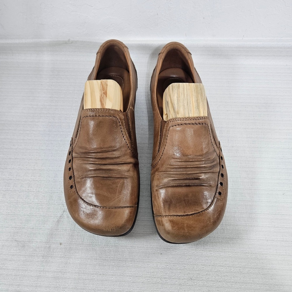 Sz 10.5 Earth Kalso Technology Mens Brown Leather Ruched Slip On Loafers outdoor